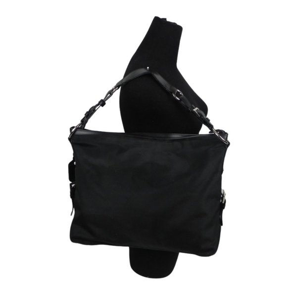 NWT Black Vinyl Tote Bag | Carry-On Black Bag with Silver Hardware - Picture 2 of 10